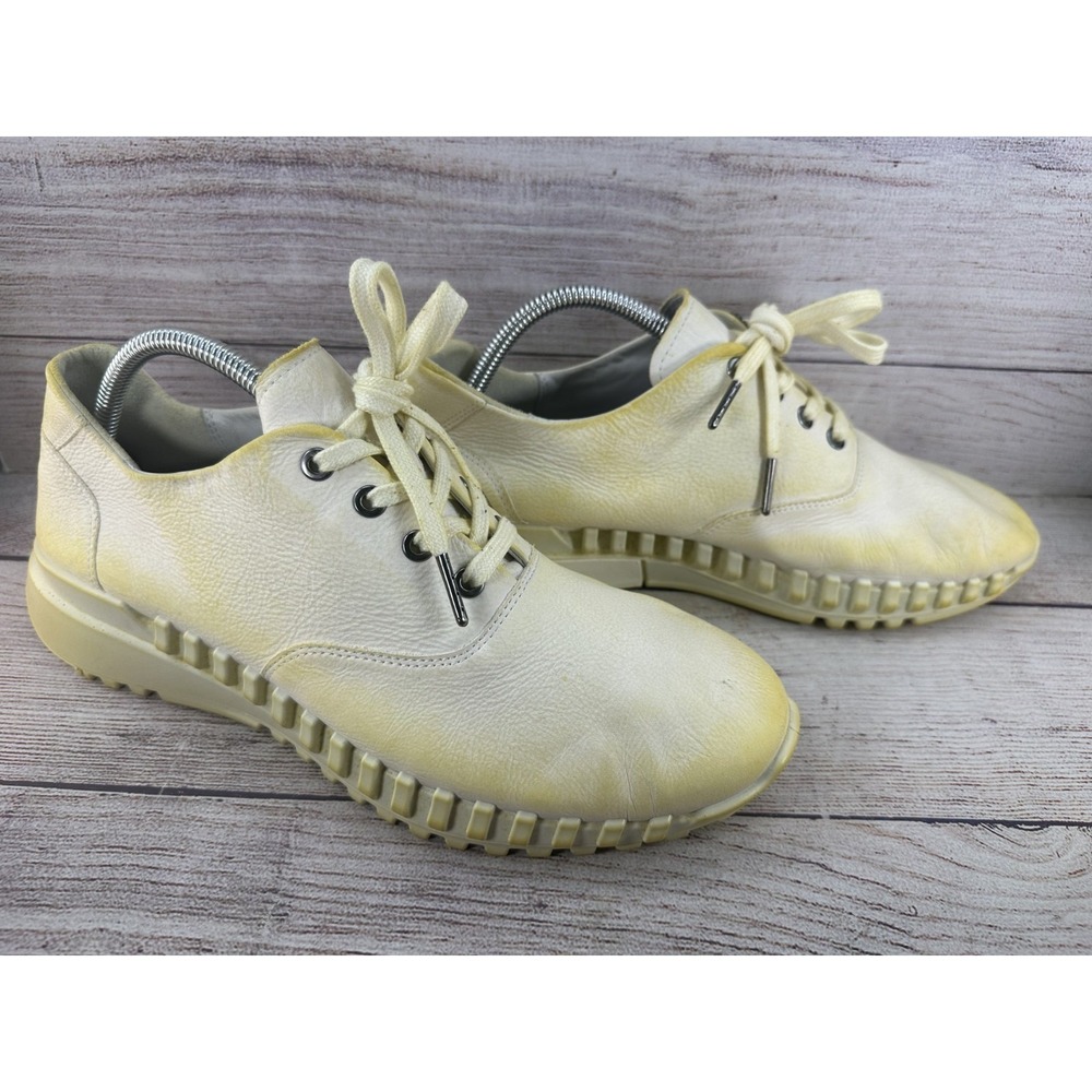 ECCO Men's White Leather Lace Up Casual Comfort Shoes Sneakers Size 43 EU US 9